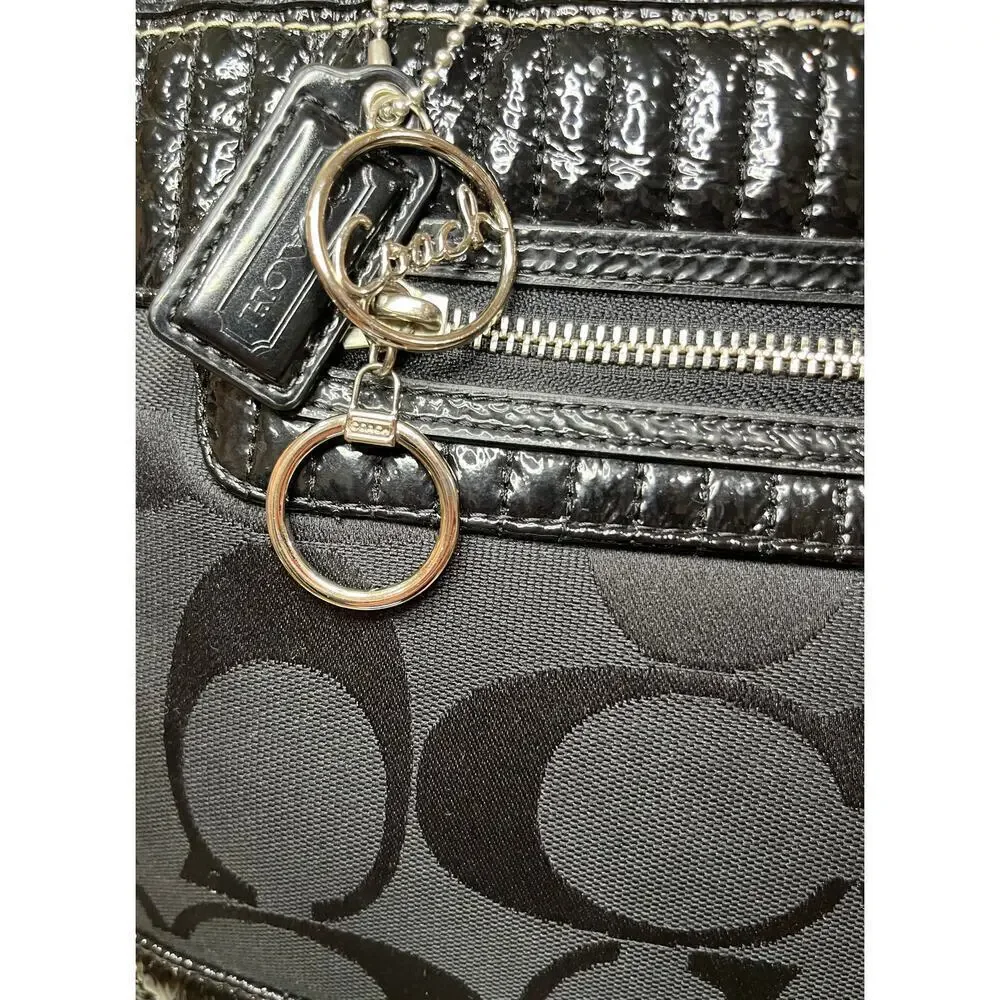Coach 18676 Black Signature Poppy Quilted Tote